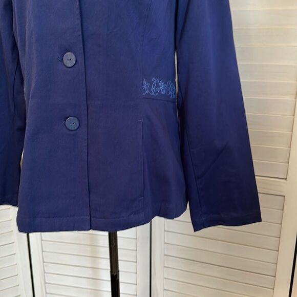 Denim & Co Peplum Blazer Medium Blue Stretch NWOT - Picture 9 of 14